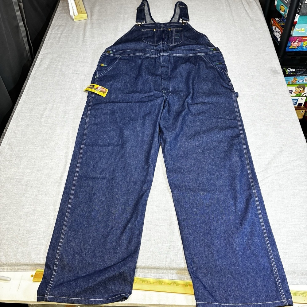 NWT Key Industries Mens Blue Denim Bib Overall High Back Zip Fly 44x32 NEW